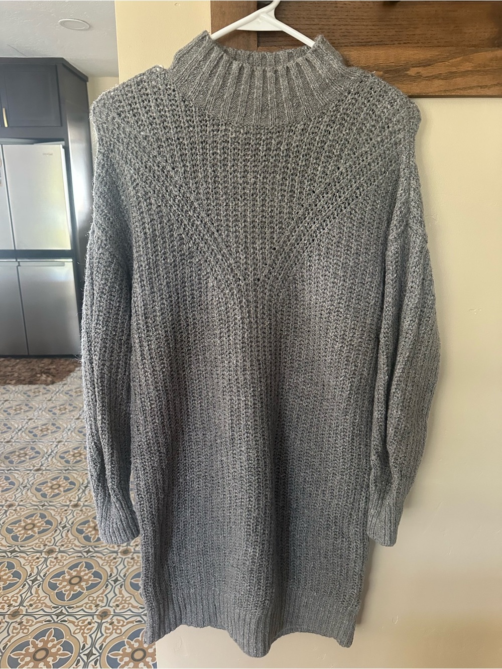 Old Navy Gray Ribbed Mock Neck Knit Dress